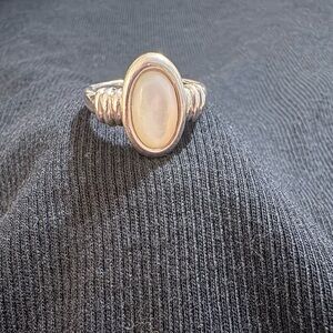 925 Sterling Silver Ring with Oval White Stone